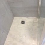 wet room with white tiles in Tilehurst, Reading